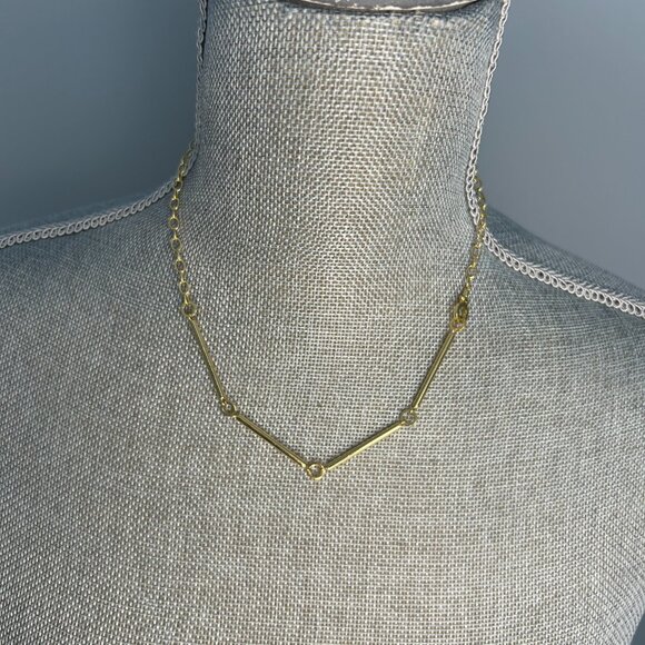 Gorjana 18k Gold Plated Parker Bar Chain Necklace Gold Tone NWOT - Picture 3 of 4